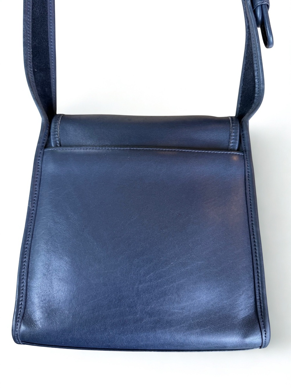 VINTAGE Coach Shelburne Flap 9038 Navy Blue Leather Crossbody + Dust Bag - MINT - Picture 5 of 14